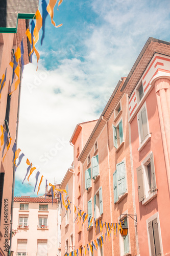 Fototapeta Naklejka Na Ścianę i Meble -  Cute street with pendulums in old town of France