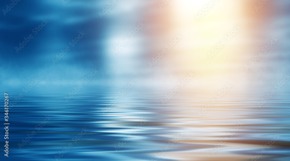 Background of a sea landscape. Blue sky with clouds over the sea. Sunlight, sunset Background of a sea landscape. Blue sky with clouds over the sea. Sunlight, sunset