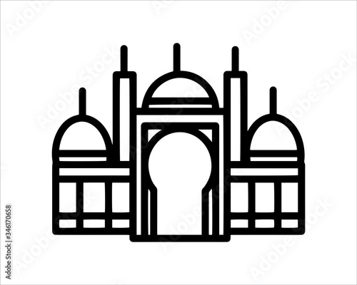Jama Masjid of Delhi line art icon. Use for islamic event like ramadan kareem and eid mubarak or for pictogram assets. Mosque line art vector for islamic sign, symbol, icon, or logo