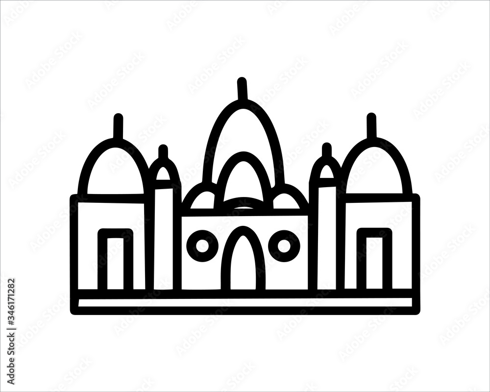 Sheikh Zayed Mosque line art icon. Use for islamic event like ramadan kareem and eid mubarak or for pictogram assets. Mosque line art vector for islamic sign, symbol, icon, or logo