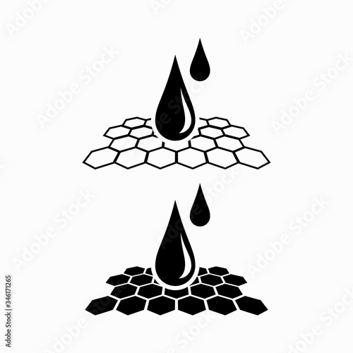 Water repellent material. Hydrophobic coverage. Nanotechnology, impermeable, waterproof, Vector icon.