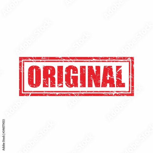 Abstract Red Grunge Original Stamp Label Illustration Design, Original Mark Template Vector