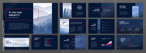 Modern powerpoint presentation templates set. Use for modern keynote presentation background, brochure design, website slider, landing page, annual report, company profile, advertising banner