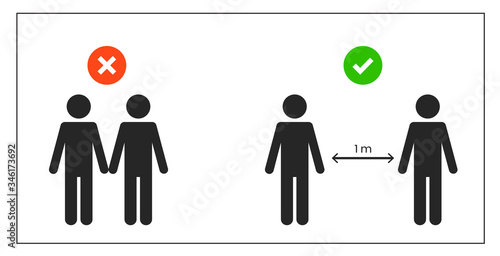 Maintain social distancing, Physical distance COVID-19 (Coronavirus) preventive measure safety sign vector isolated