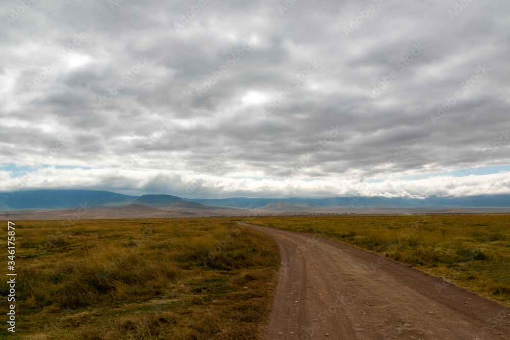 タンザニア・ンゴロンゴロの平原と空に広がる雲