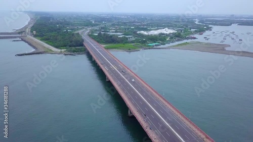 Aerial view of Sicao bridge in Taijiang National Park, Tainan, Taiwan. photo