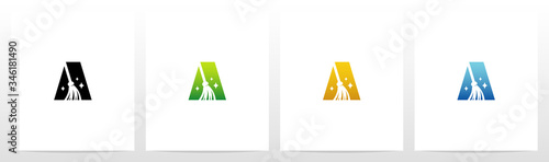 Broom On Letter Logo Design A