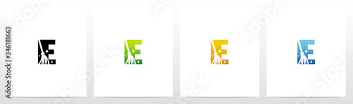 Broom On Letter Logo Design E