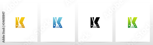 Broom On Letter Logo Design K