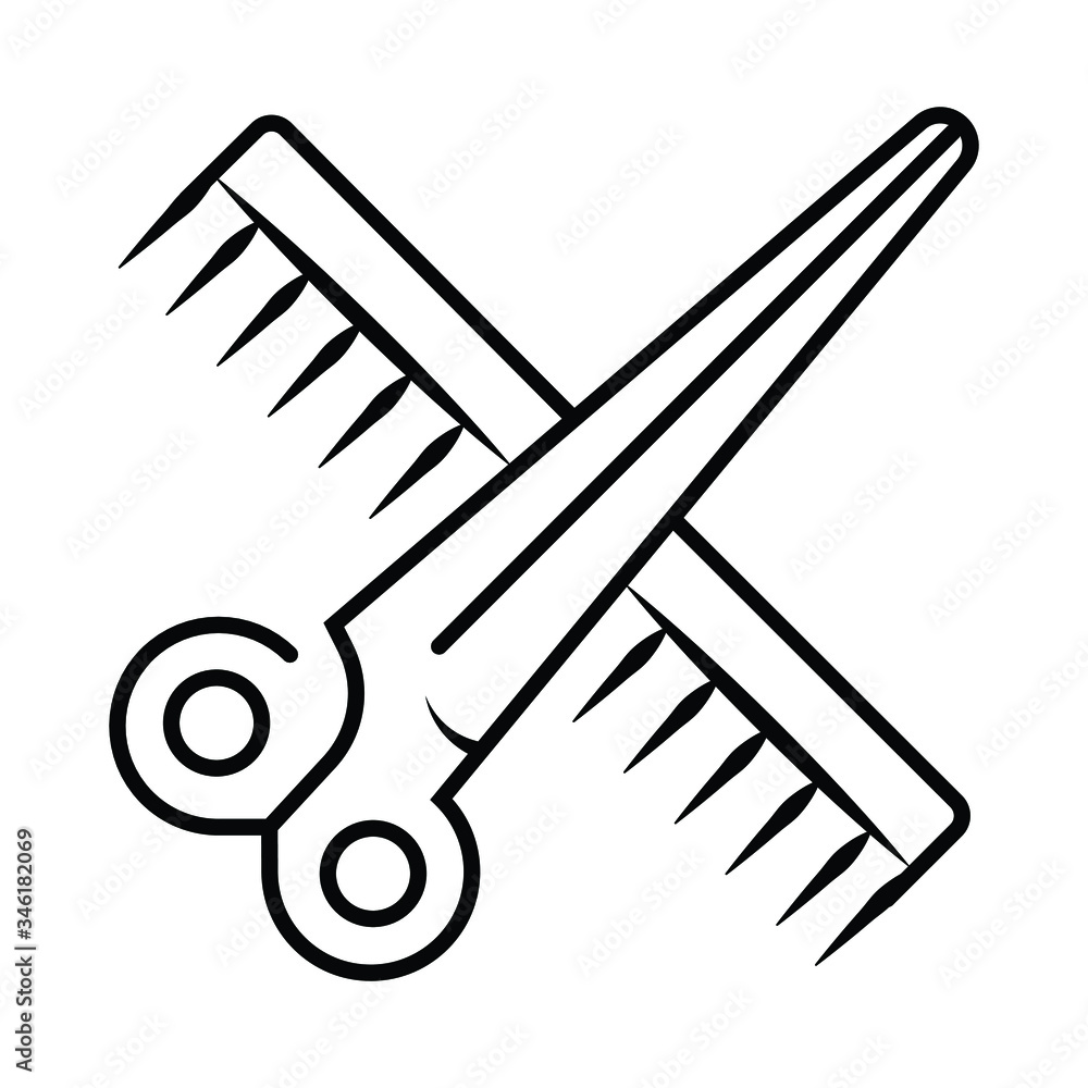 Comb and scissors icon vector Comb and scissors icon vector