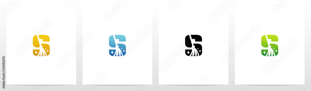 Broom On Letter Logo Design S Broom On Letter Logo Design S