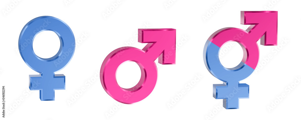 Male Female Sex Sign Gender Symbols Illustration 3d Rendering Mars