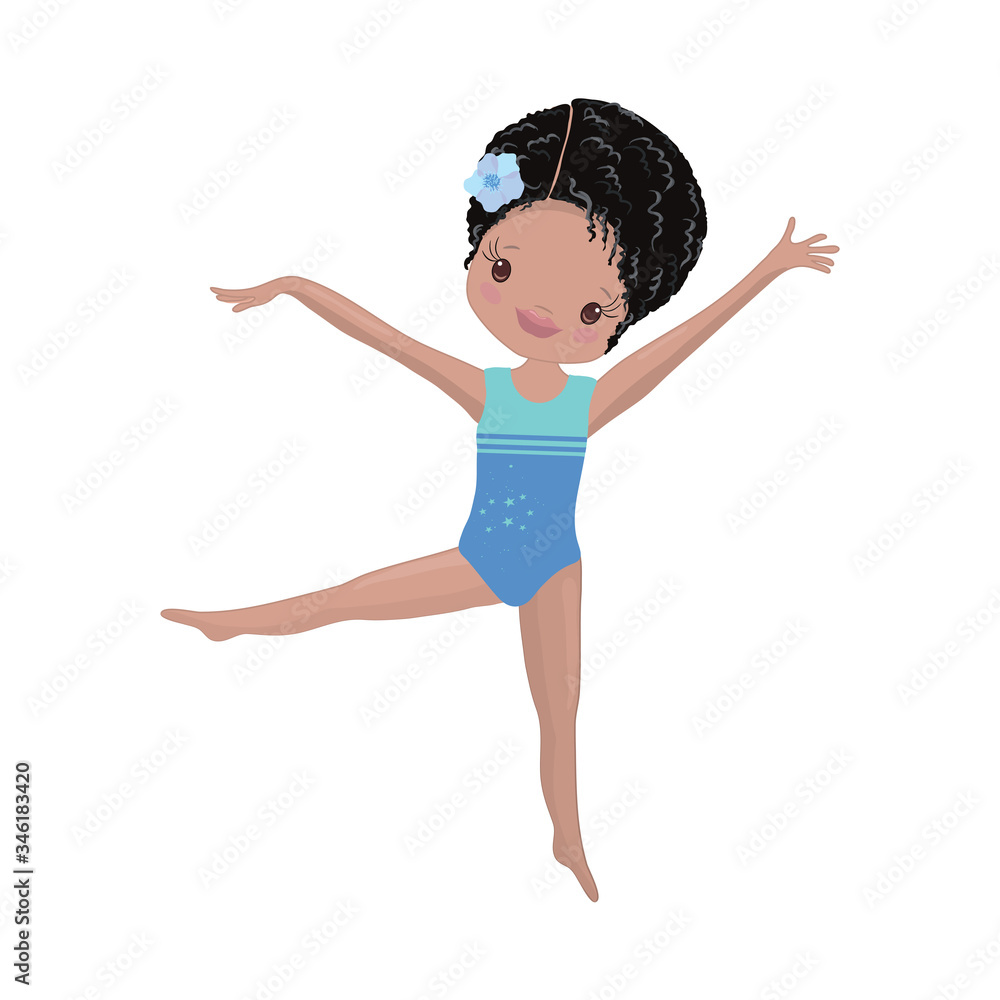 Clipart Cute African American Girl Gymnast Gym. Vector Illustration: Beautiful Cute Little Gymnast. Clipart Cute African American Girl Gymnast Gym. Vector Illustration: Beautiful Cute Little Gymnast.