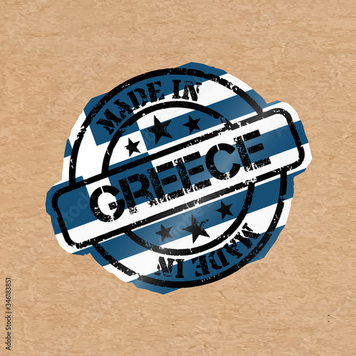 Vector stamp with flag of the Greece. Lettering Made in Greece photo