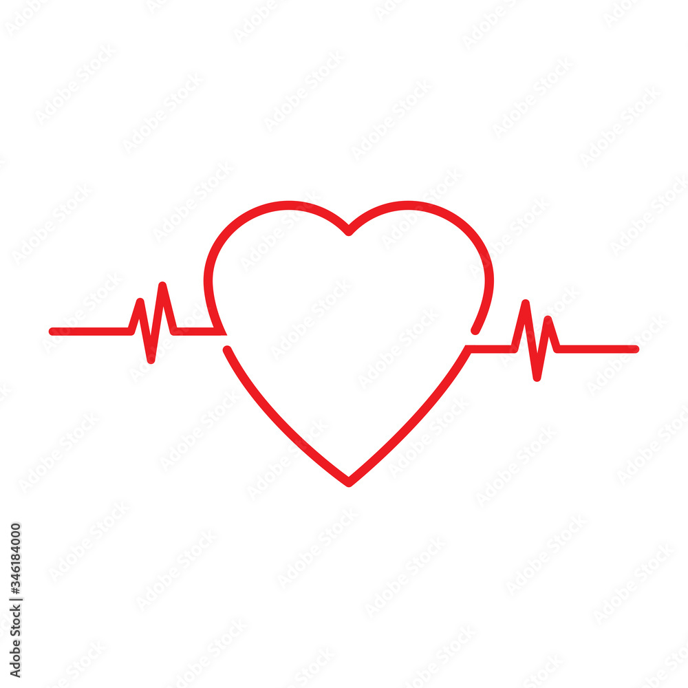 Red cardiogram sign with a heart on a white background. Vector illustration. Stock Photo. Red cardiogram sign with a heart on a white background. Vector illustration. Stock Photo.