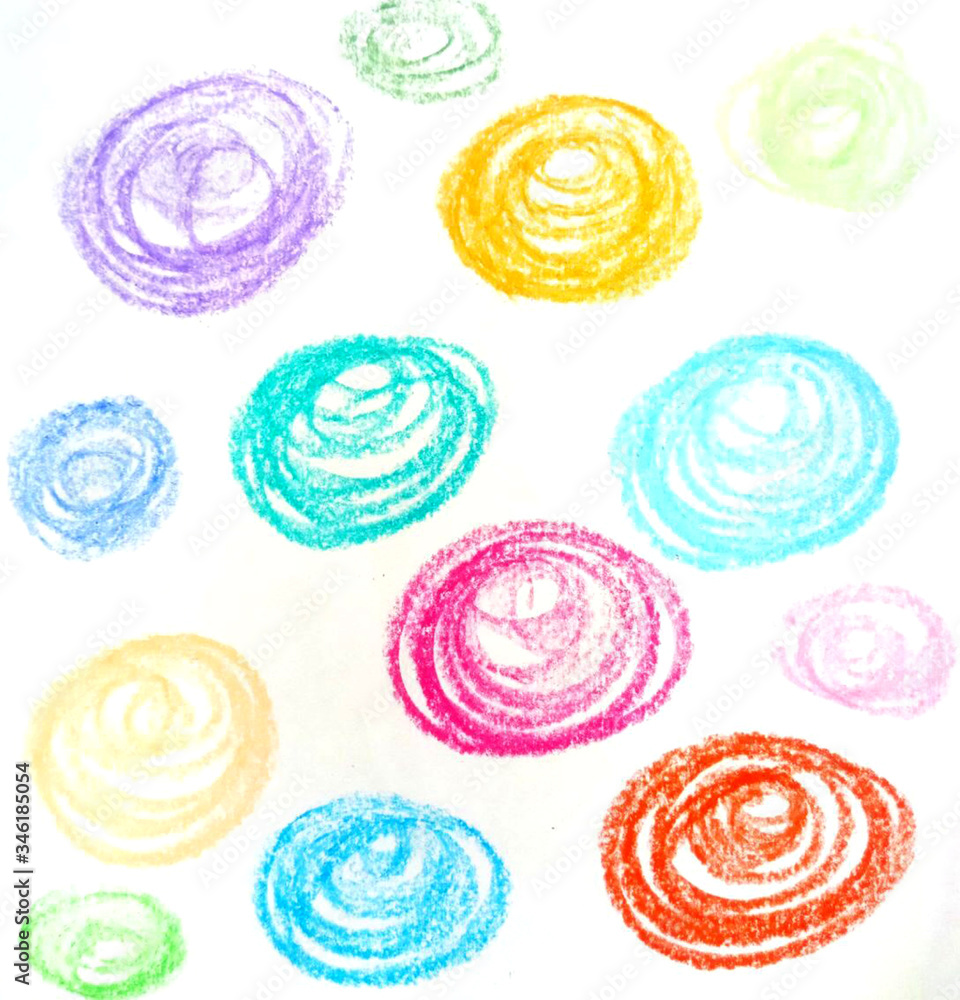 colored circles in pastel on a white background colored circles in pastel on a white background