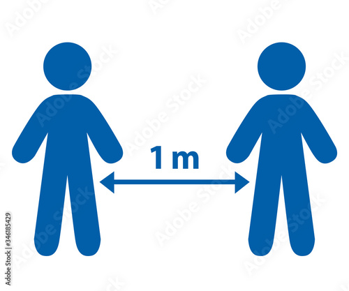 Social distancing bewteen two people. 1 meter. vector illustration.