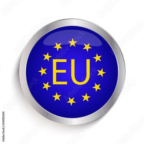 Unique blue button with steel stroke and image of European Union sign and the letters Free Download Unique blue button with steel stroke and image of European Union sign and the letters