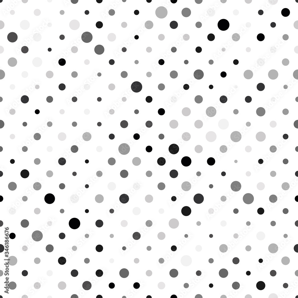 Seamless polka dot pattern. Grey dots in random sizes on white background. Vector illustration Seamless polka dot pattern. Grey dots in random sizes on white background. Vector illustration