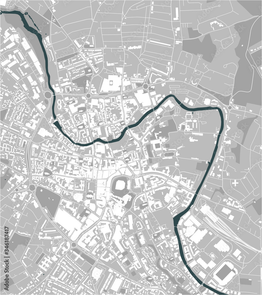 map of the city of Norwich, Norfolk, East of England, England, UK