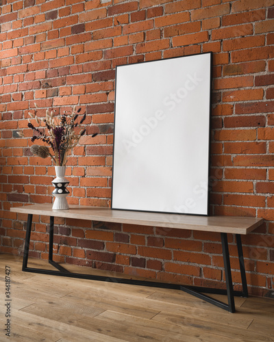 mock up poster or canvas, real loft interior photograph