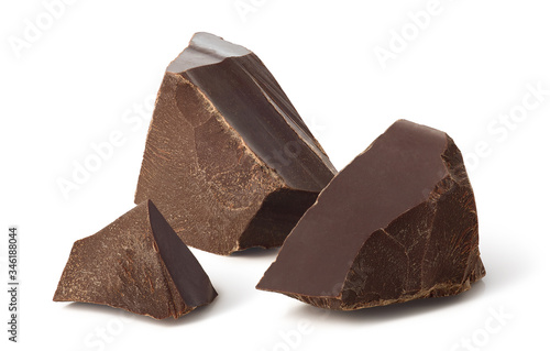 Three pieces of dark chocolate