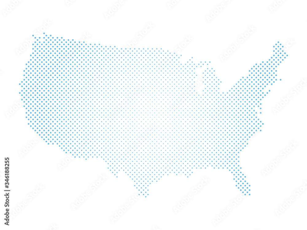 Fototapeta premium United States of America. Dotted halftone map of USA. Simple flat vector illustration