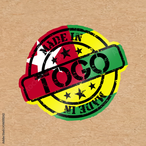 Vector stamp with flag of the Togo. Lettering Made in Togo