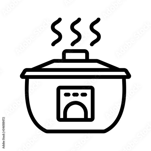semi-oval multicooker in action icon vector. semi-oval multicooker in action sign. isolated contour symbol illustration
