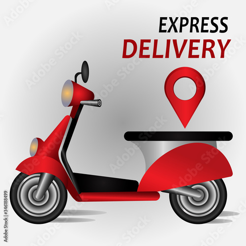 Scooter delivery concept. Online delivery service. Express delivery vector illustration.