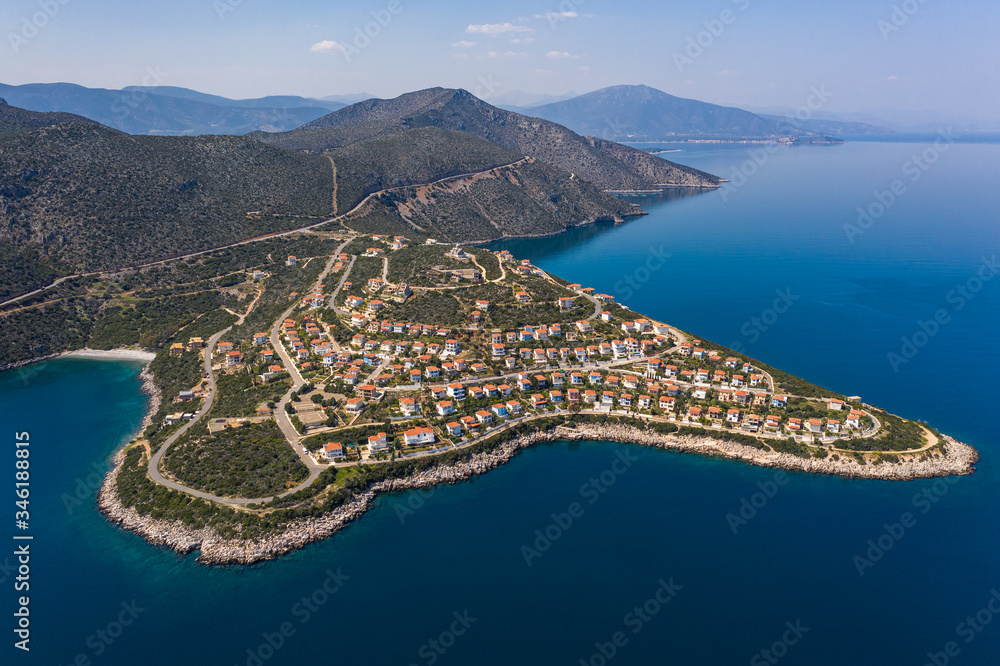 Aerial view of the village Arkadiko Chorio in Greece