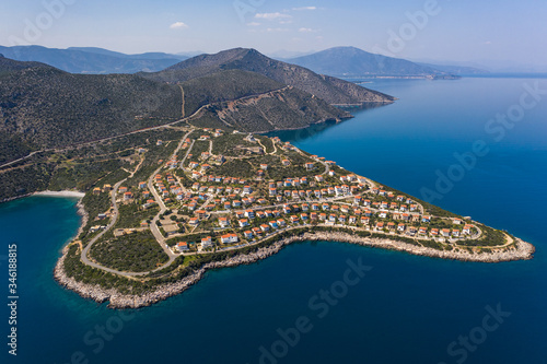 Aerial view of the village Arkadiko Chorio in Greece photo