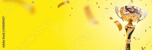 Fototapeta Trophy cup. Champion trophy, shiny golden cup.