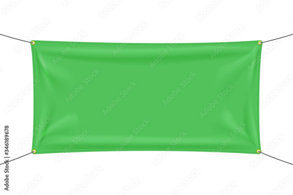 Green textile banner with folds