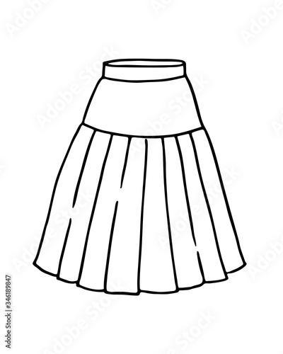Hand drawn women skirt doodle isolated on white background