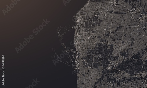 Photography Toronto, Canada city map 3D Rendering. Aerial satellite view.