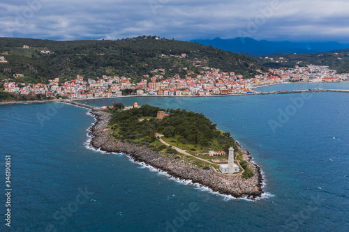 Fototapeta Naklejka Na Ścianę i Meble -  Aerial view of Githio island (Gythio town) in Laconia, Peloponnese, Greece