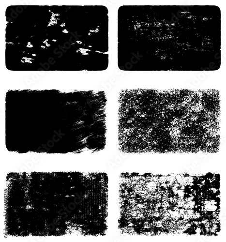 Black and white grunge texture. A set of backgrounds of dirt, cracks, and dust. Abstract monochrome spots
