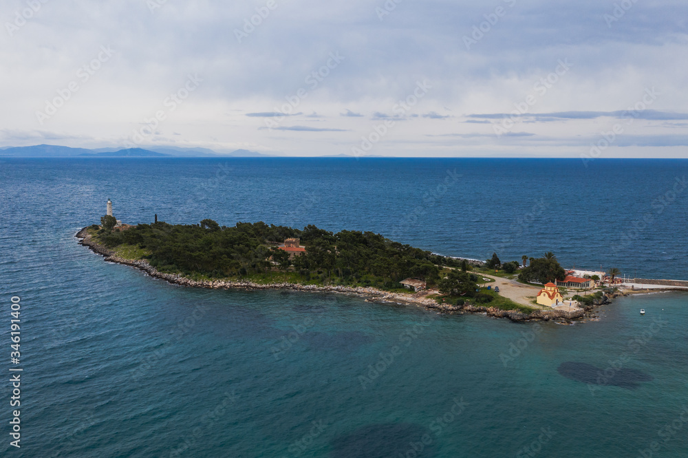 Aerial view of Githio island (Gythio town) in Laconia, Peloponnese, Greece