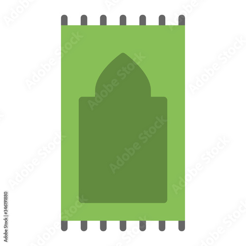 Pile carpet Vector Color Icon, Islamic prayer green mat Design, Muslims Prayer Rug Concept, ramazan kareem and Islamic Symbols on white background, 
