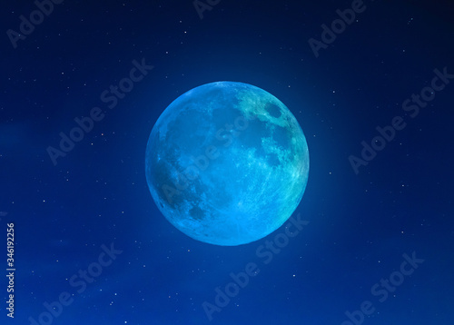 Full blue Moon on a starry skies. © astrosystem
