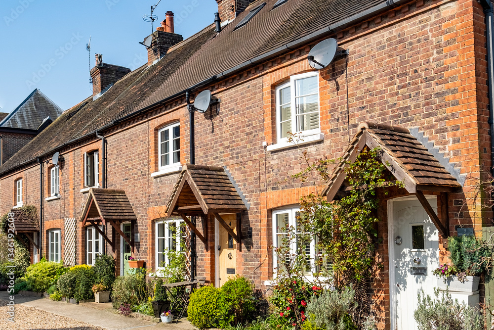 Typical cottages in rural English town 