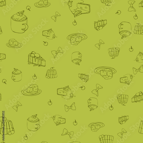 food seamless pattern sweets cake muffin pie cheesecake strudel .