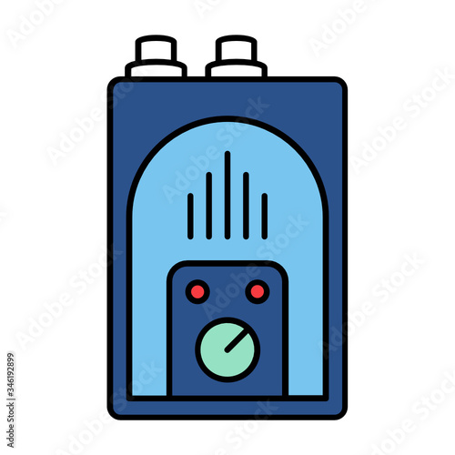 Instant Tankless Geyser  Vector color Icon, Electric Water Heater Concept, Home Bathroom Appliance on white background, Combi Boiler Design 