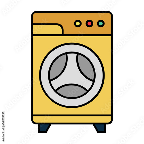 front load washer and dryer machine vector design color Icon Concept, home appliances on white background, Laundry Symbol 