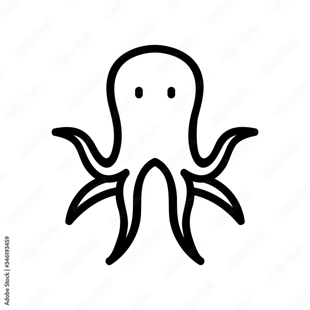 octopus seafood animal icon vector. octopus seafood animal sign. isolated contour symbol illustration octopus seafood animal icon vector. octopus seafood animal sign. isolated contour symbol illustration