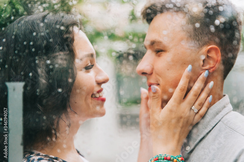 couple engaged, love story, walk around the city