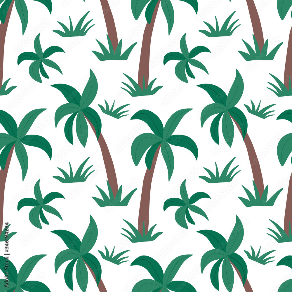 Palm seamless pattern. Hand drawn tropical illustration.