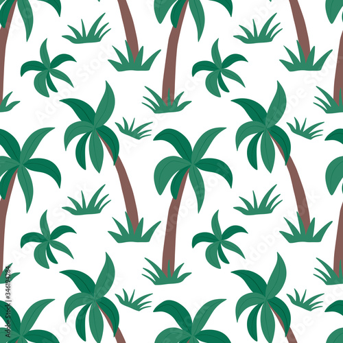 Palm seamless pattern. Hand drawn tropical illustration.