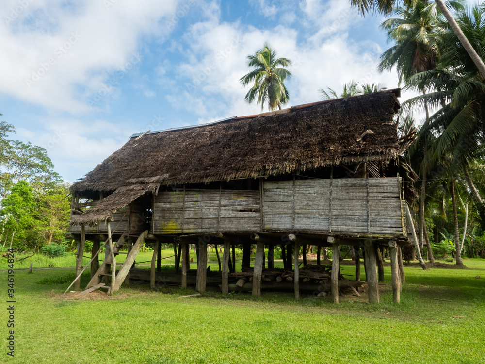 Local wooden house in Kanganaman near Pagwi, by the Sepik river, East Sepik, Papua New Guinea Local wooden house in Kanganaman near Pagwi, by the Sepik river, East Sepik, Papua New Guinea